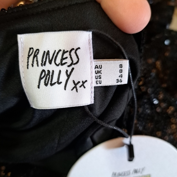Princess Polly Black All Over Sequin Dancing Queen Mini Dress Size 4 - Picture 7 of 13